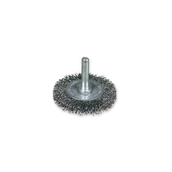 Brosse circulaire ondulée en acier laitonné avec tige de 6 mm et filament