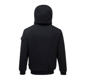Veste polaire noir a capuche vue de dos