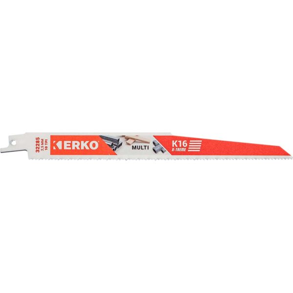 Lame sabre 228 multi materiaux ultra rigide k16 c'est une lame de scie sabre pour la démolition et la découpe des ouvrages mixtes bois, aciers, inox, alu, plastiques.