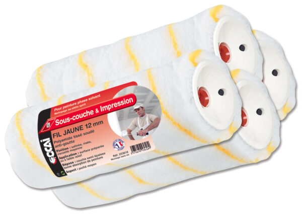 Rouleau Poils courts fil jaune antigoutte 12mm 180 mm