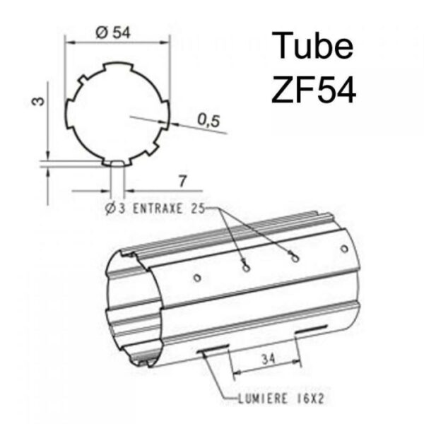 Tube ZF54 axe volet roulant tube axe volet roulant ZF54